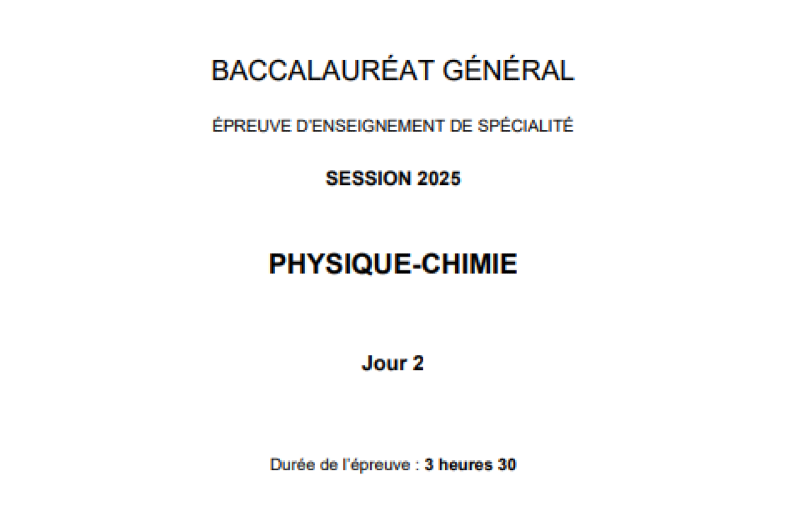 Intitulé du sujet de Bac 2025 en Physique Specialité